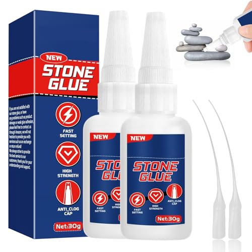 Colla per Pietra,2pcs Colla Instantanea Extra Forte,Collas per Sassi,Collas Super Forte,30g Colle per Marmo,Adesivo a Rapida Asciugatura,Adesivo Istantaneo,Super Istantanea per Incollare Pietre