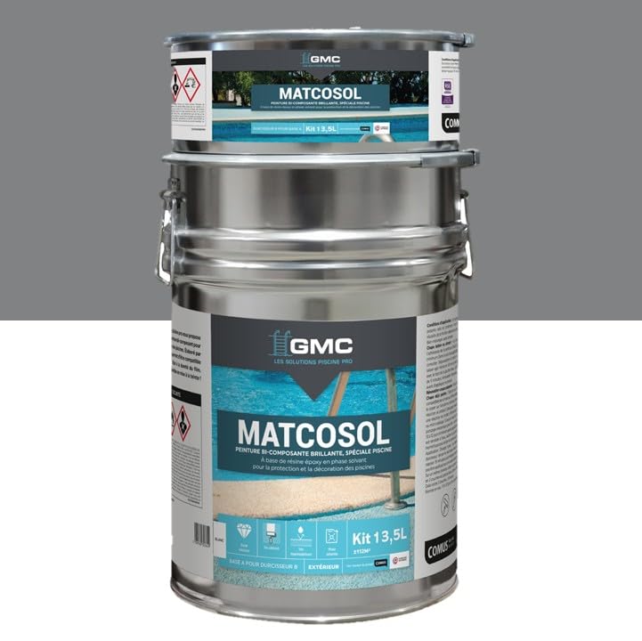 comus GMC MATCOSOL PISCINE GRIS 13,5L - Peinture piscine grande résistance au chlore