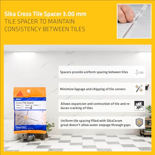 Image of SIKA - Spacer for Tile - SikaCross Tile Spacer 3.0mm - Spacer Used for Floor and Wall Tile - Width of 3.0mm - Easy to use - Improve Tile Installation Speed