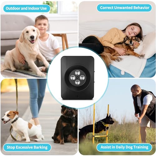 Anti Bell Gerät Hunde, 4 Sendern Wiederaufladbares Anti Bell für Hunde, 33Fuß Automatisch Antibell Ultraschall Gerät, Hundebell Kontrollgeräte Innen Draußen Sicher für Kleine Mittel Große Hunde