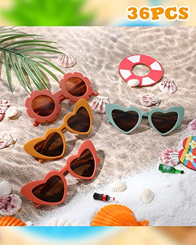Cindeer 36 Pieces Kids Flower Sunglasses Kids Sunglasses Bulk Toddler Round Heart Sunglasses For Kids Baby Cute Sunglasses Outdoor Beach Colorful Eyewear #TOP6