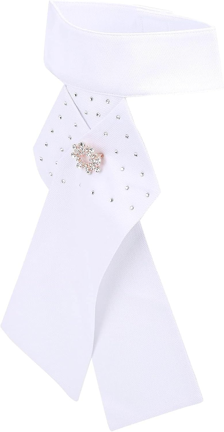 Horse Riding Stock Tie, 32x20.5cm/12.6x8.1in Equestrian Necktie Collar Cotton Classic Ready Tied White Women Dressage Necktie Collar Equipment for Unisex