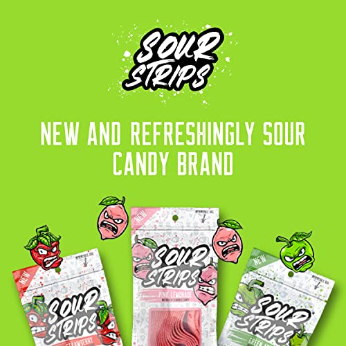 SOUR STRIPS Apple Flavored Sour Candy Strips, Deliciously Sour Chewy Candy Belts, Vegetarian Candies, 12 Strips per Pack, 2 Pack - image 7