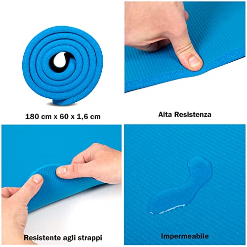 Gima - Schaumstoffmatte, Matte für Pilates, freie Körperübungen, Gymnastik und Yoga, Abmessungen 180 x 60 x 1,6 cm, Farbe Hellblau.