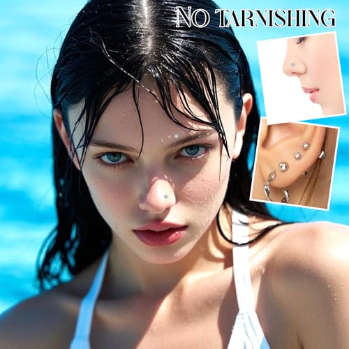 JJUNW 60 szt. kolczyki do nosa, kolczyki nosowe, 1,5 mm kolczyki do piercingu tragus, biżuteria do nosa z cyrkoniami, stal szlachetna, kolczyki do piercingu helix, małe kolczyki do nosa, meduzy, warg
