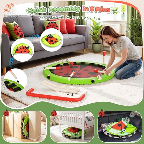 Ladybug 3FT Toddler Trampoline with Adjustable Handle - Image 4