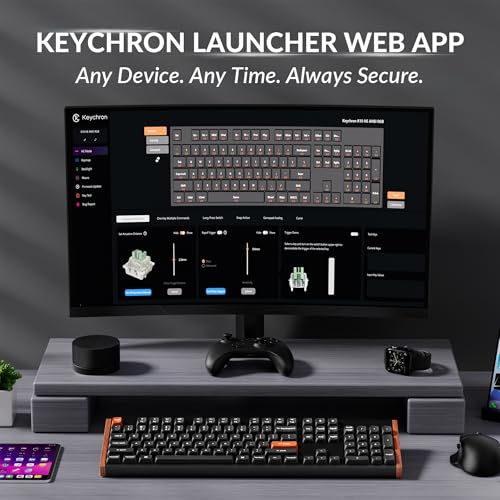 Image of Keychron K10 HE Hall Effect Keyboard, Ultra-Fast Lime Magnetic Switch, Full-Size Tri-Mode Wireless Keyboard with Rapid Trigger, Adjustable Actuation, RGB, Aluminum + Wood Frame - Black