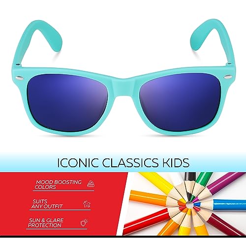 Image of Retro Rewind Kids Sunglasses for Boys Girls Age 3-12 - Shatterproof UV400 Toddler Children Sun Glasses
