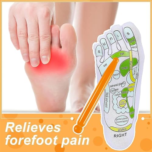 Image of UCRAVO Reflexology Socks with Foot Massage Stick Acupressure Foot Chart Therapy Socks for Relief, Support, Heel Pain Treatment, Arch Support,Circulation Boost,Stress Relief,Home Spa Foot Massager Kit