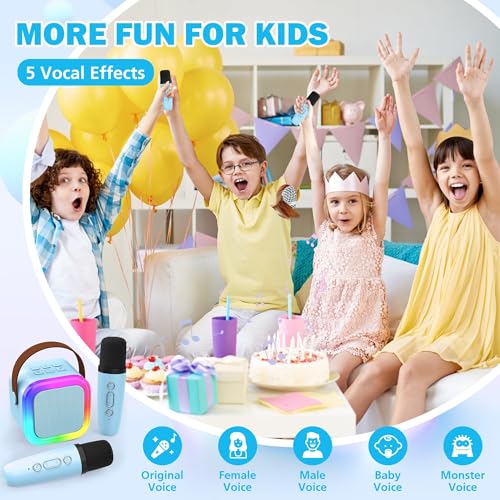 Mini machine de karaoké pour enfants et adultes avec 2 micros sans fil