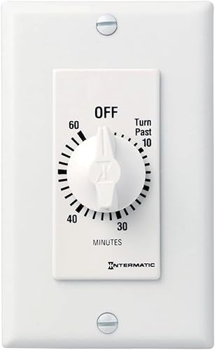 Intermatic SW60MWK Temporizador de resorte de 60 minutos, color blanco, control de ahorro de energía para luces y electrodomésticos, fácil