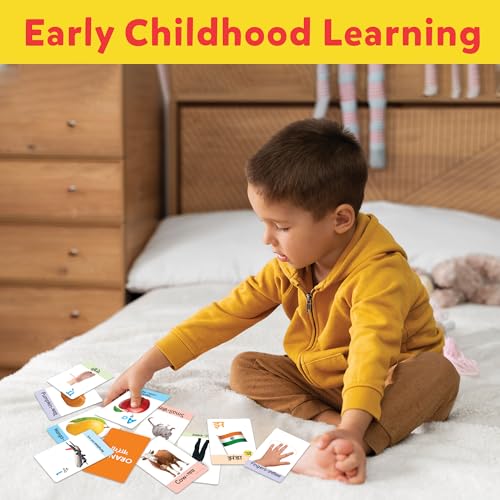 Image of Flash Cards for 3 Year Old | 72 Double-Sided English-Hindi Flashcards with 120+ Pictures | Alphabet, Animals, Fruits & Learning Cards for Kids | Preschool Educational Toy