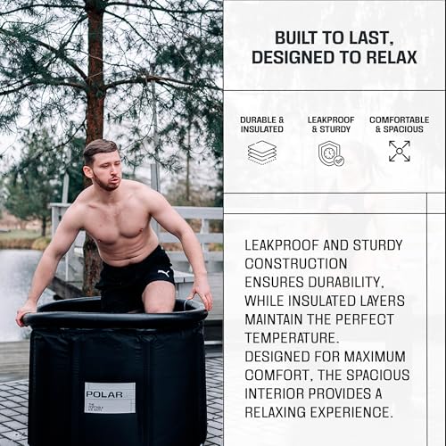 Image of Premium Portable Ice Bath Tub for Athletes - 125-Gallon Cold Plunge Pool with Easy Drainage System - Durable PVC, Foam, and Nylon Layers - Tear-Resistant and Waterproof for Muscle Recovery