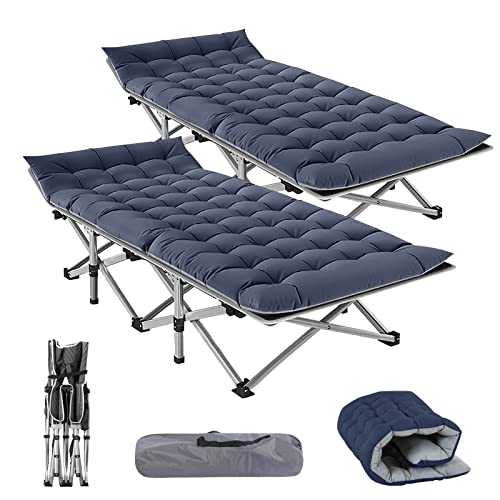 NAIZEA Folding Camping Cots for Adults, Portable Cot with Mattress Heavy Duty Outdoor Bed with Carry Bag 1200d Oxford Cloth Sleeping Cots for Camping Office Nap Home Guest Beach Travel