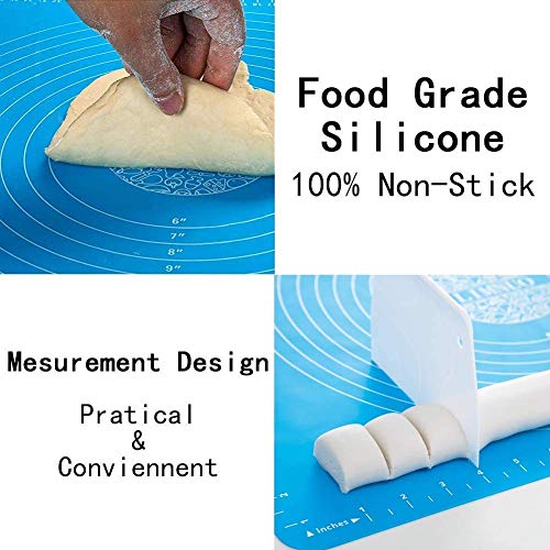 Image of Silicone Baking Mat Roti mat for Kitchen Chapati matAtta Kneading Mat Non Stick Fondant Dough Rolling mat Cake Pad Cooking (50 * 40 cm Blue)