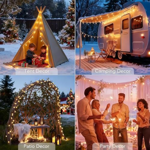 Image of 20 LED Solar Globe String Lights from Waterproof Outdoor Fairy Lights with 8 Modes | Warm White Decorative Lights for Garden, Patio, Balcony & Festive Decor