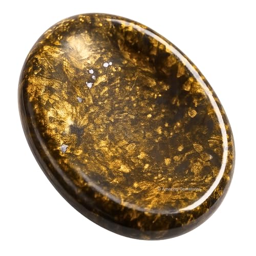 Image of Amazing Gemstone Bronzite Worry Stone Crystals and Healing Stones - Stress Relief Gifts - Piedra Crystal Fidget for Meditation, Relaxation - Unique Stocking Stuffers and Birthday Gift