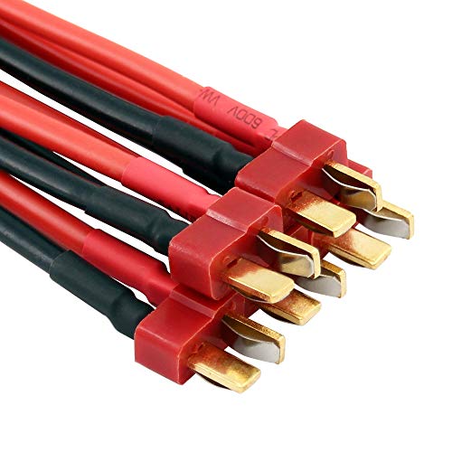 5pcs Conector T-Plug macho con cable 10cm 14awg miniatura 4