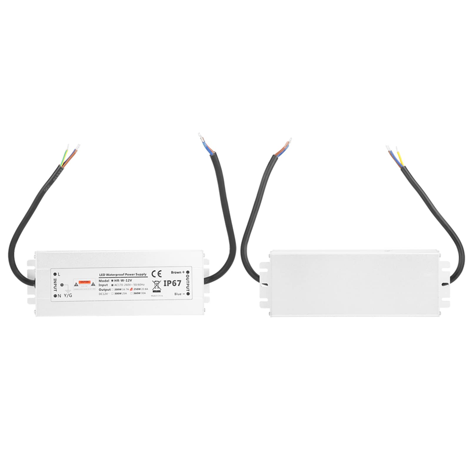 ViaGasaFamido Alimentatore LED da 250 W, Trasformatore Impermeabile IP67, Protezione da Sovratensione, 12 V 20,8 A per Strisce Luminose A LED e Illuminazione Dimmerabile (12V 20,8A HRW-12V250W)