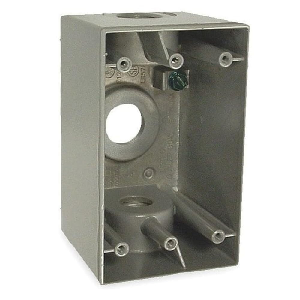 Bell 5385 – 0 2 – 5/8 "Profundidad impermeable eléctrica Caja con (1) Gang, (3) 1/2" salidas, 4 – 1/2 "x 2 – 3/4", gris por Hubbell Electrical Products