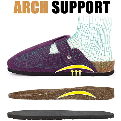MAIITRIP Women's Wide Orthotics Cork Clogs Slippers With Arch Support For Plantar Fasciitis,Fur Lined Orthopedic Indoor/Oudoor House Shoes With Adjustable Buckle For Flat Feet4