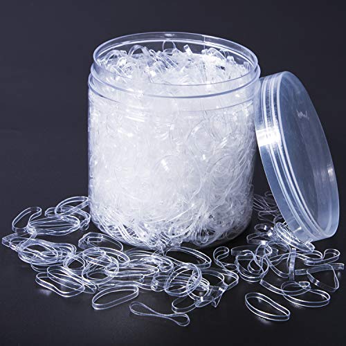 1500 Pcs Clear Elastic Hair Bands - Elastic Rubber Bands, Rubber Hair Ties with Free Box for Adults