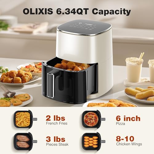 Image of Sweetcrispy 6QT Air Fryer with Window, Square Airfryer Oven 12-in-1 for Family, 400F Rapid Air Crispy Technology, Roast Bake Dehydrate, Nonstick & Easy-Clean Basket, White