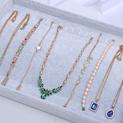 Image of 20 Hooks Sackcloth Jewelry Tray Necklace /Pendant /Long chain Display Showcase Organizer