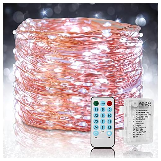 BITIWEND ljuskedja 20M festljuskedja kall vit 200 LED IP66 vattentäta LED-slingor ljuskedja batteridriven fjärrkontrolltimer 12 lägen för ute/inne, jul, bröllop, fest