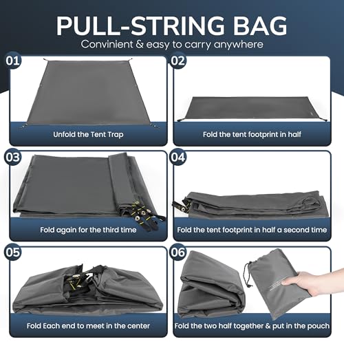ENCHANTIFY -ENCHANTIFY Tent Footprint, Waterproof Camping Tarp, Heavy Duty Floor Saver, Ultralight Ground Sheet, Outdoor, Drawstring Bag Included, Hiking, Camping, Beach, Hammock, Picnic - Thumbnail 5