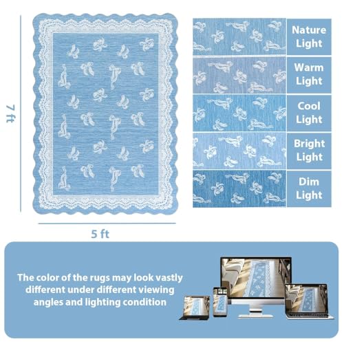 Tapete decorativo Ortigia 5x7 azul antideslizante lavable miniatura 2