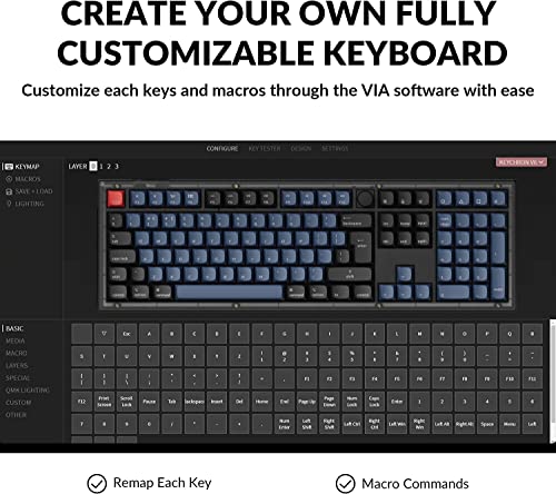Image of Keychron V6 ISO-UK-Layout Wired Custom Mechanical Keyboard Knob Version, Full-Size QMK /VIA Programmable, Hot-swappable K Pro Brown Switch, for Mac Windows Linux (Frosted Black-Translucent)