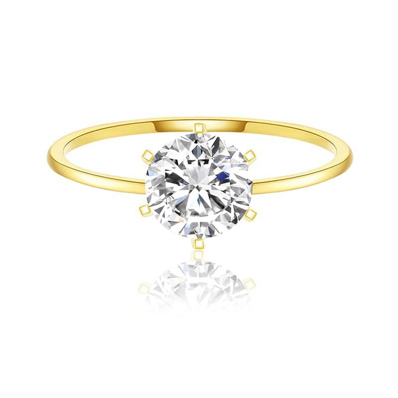 Bague solitaire pour femme en or jaune 9 carats/14 carats/18 carats avec moissanite 1 carat