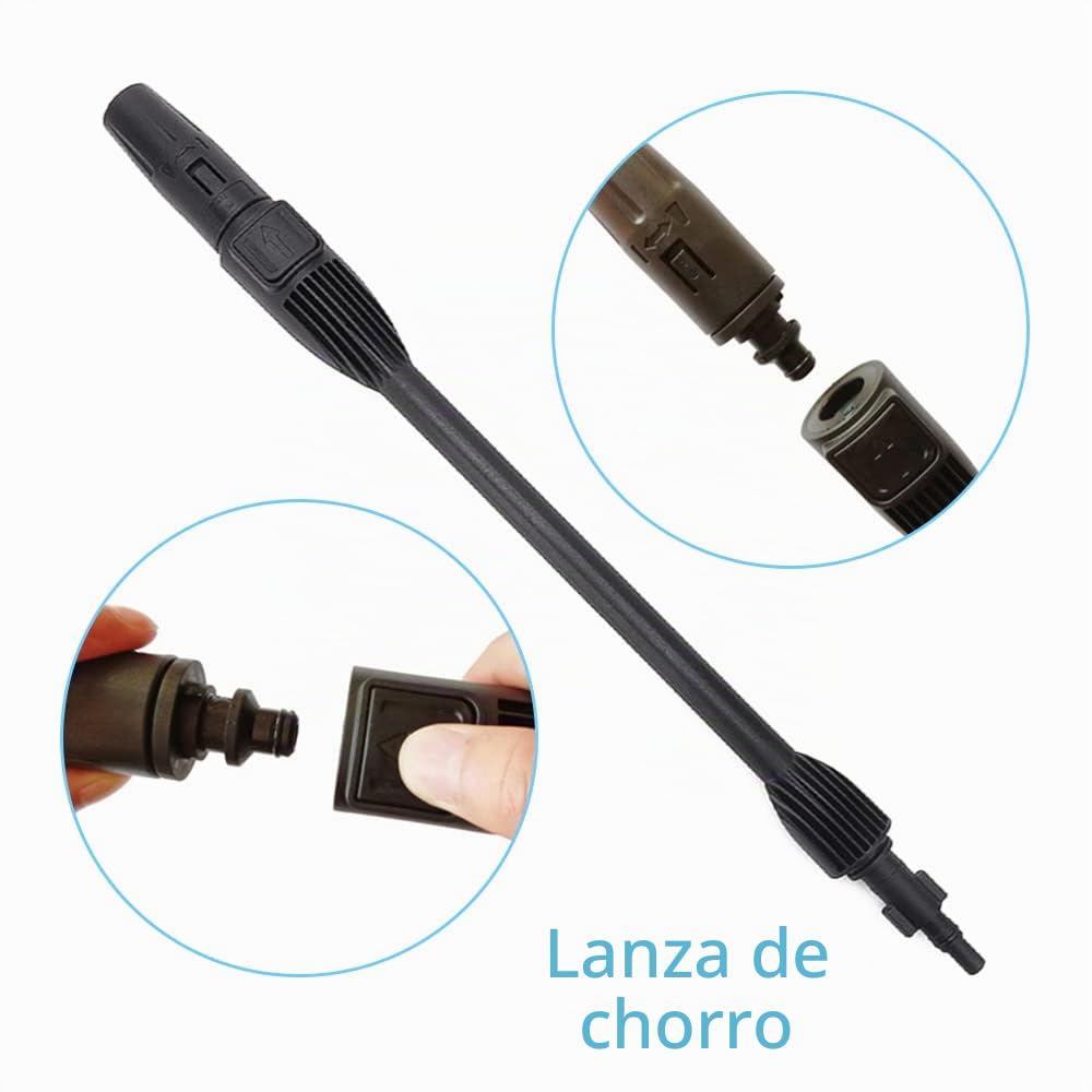 Pistola pulverizadora de Repuesto con Lanza de Chorro, Compatible con Algunas lavadoras a presión Black & Decker, Annovi Reverberi AR, Bosch, Makita, Michelin,