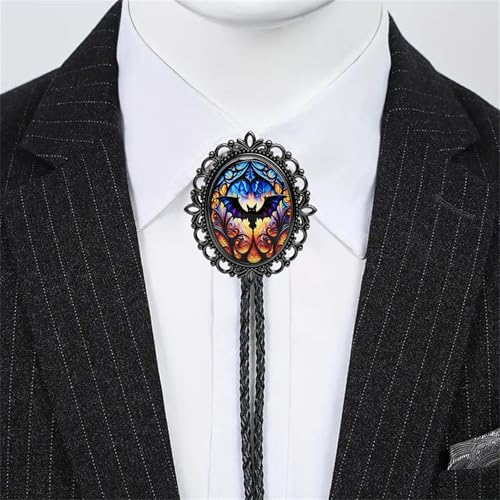 Image of Jeilwiy Bolo Tie for Men Western Cowboy Gothic Bolo Tie Necklace Halloween