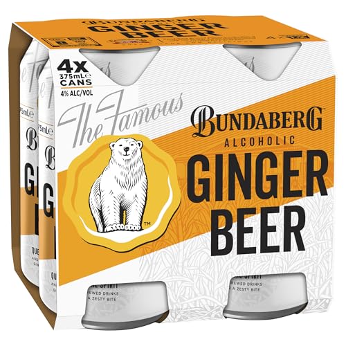 Bundaberg Alcoholic Ginger Beer Ready to Drink Can 375 ml (Pack of 4)