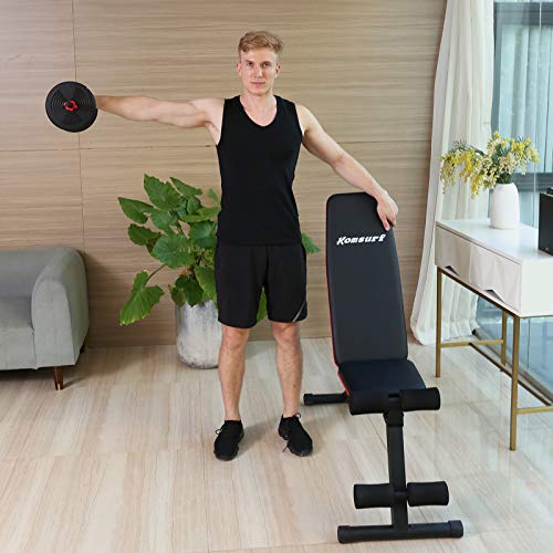Komsurf Adjustable Weight Bench Press, Foldable Workout Bench for Home Gym, Full Body Workout Strength Training, Exercise Equipment Body Gym System
