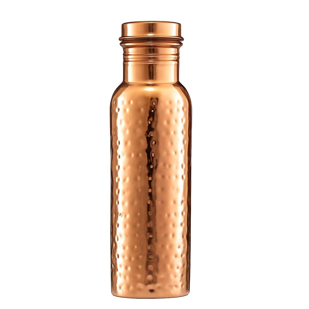 100% Pure Copper Water Bottle - 20 Fl Oz / 600 ml - Handmade Leak Proof Vessel For Drinking With Ayurvedic Health Benefits For Sports Fitness Yoga, Gym, Office, Hiking, Outdoor