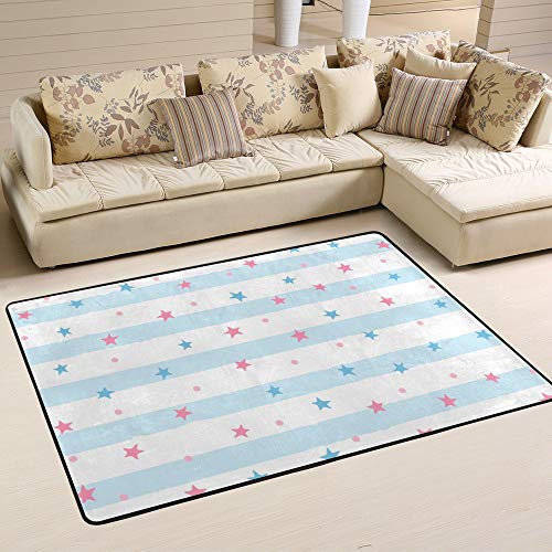Tapis rayé étoilé Ruchen grand format 72x48 pouces pour salon et chambre moderne