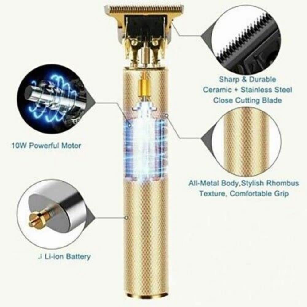 Amebee Electric Hair Clippers Professional Men Hair Trimmer Grooming Kit Waterproof Rechargeable Close Cutting T Blade Trimmer USB Rechargeable Cordless Guide Combs Barber Shaving Machine (Gold)