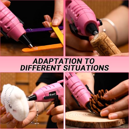 Mini Hot Glue Gun Kit:DEKOPRO 20Watt High Temp Glue Guns Tool with 55-Inch Cord, Includes 30 Glue Sticks for Glue Gun Crafts DIY, School Art, Quick Home Repair (Pink) - Image 7