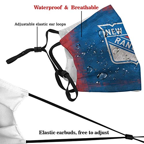 Fashion Dust-Proof Mouth Washable Cover New York R Hockey Fans with 10 Filter Reusable for Outdoor