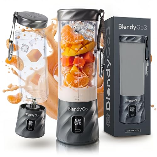 Batidora BlendyGo 3, batidora de vaso portátil, blender recargable por USB, ideal para smoothies, batidos y batidos de proteínas, mexzclador portátil potente, 500 ml (Base Camp)