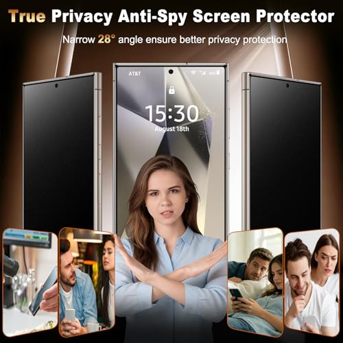 Image of UniqueMe 2 PACK for Samsung Galaxy S24 Ultra Matte Privacy Screen Protector | Anti-Glare, Anti-Fingerprint, Fingerprint Unlocking, Easy Installation, Bubble-Free, 9H Hardness, Tempered Glass