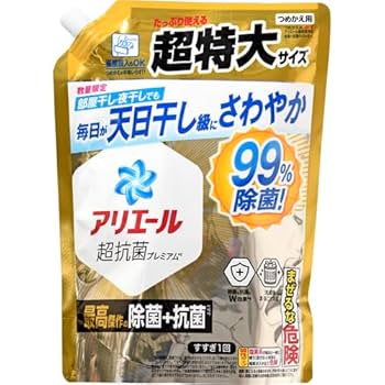 Amazon | P&G アリエールジェル最高傑作の除菌+抗菌 詰替超特大