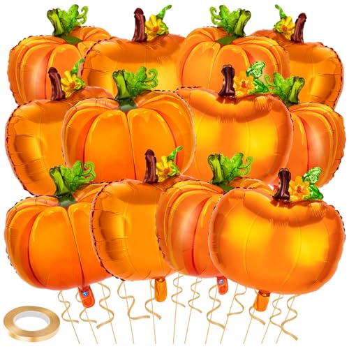 Pumpkin Balloon Thanksgiving Pumpkin Foil Fall Balloon 12Pcs Large Fall Autumn Harvest Balloons for Thanksgiving Fall Baby Shower Birthday Theme Party Decorations