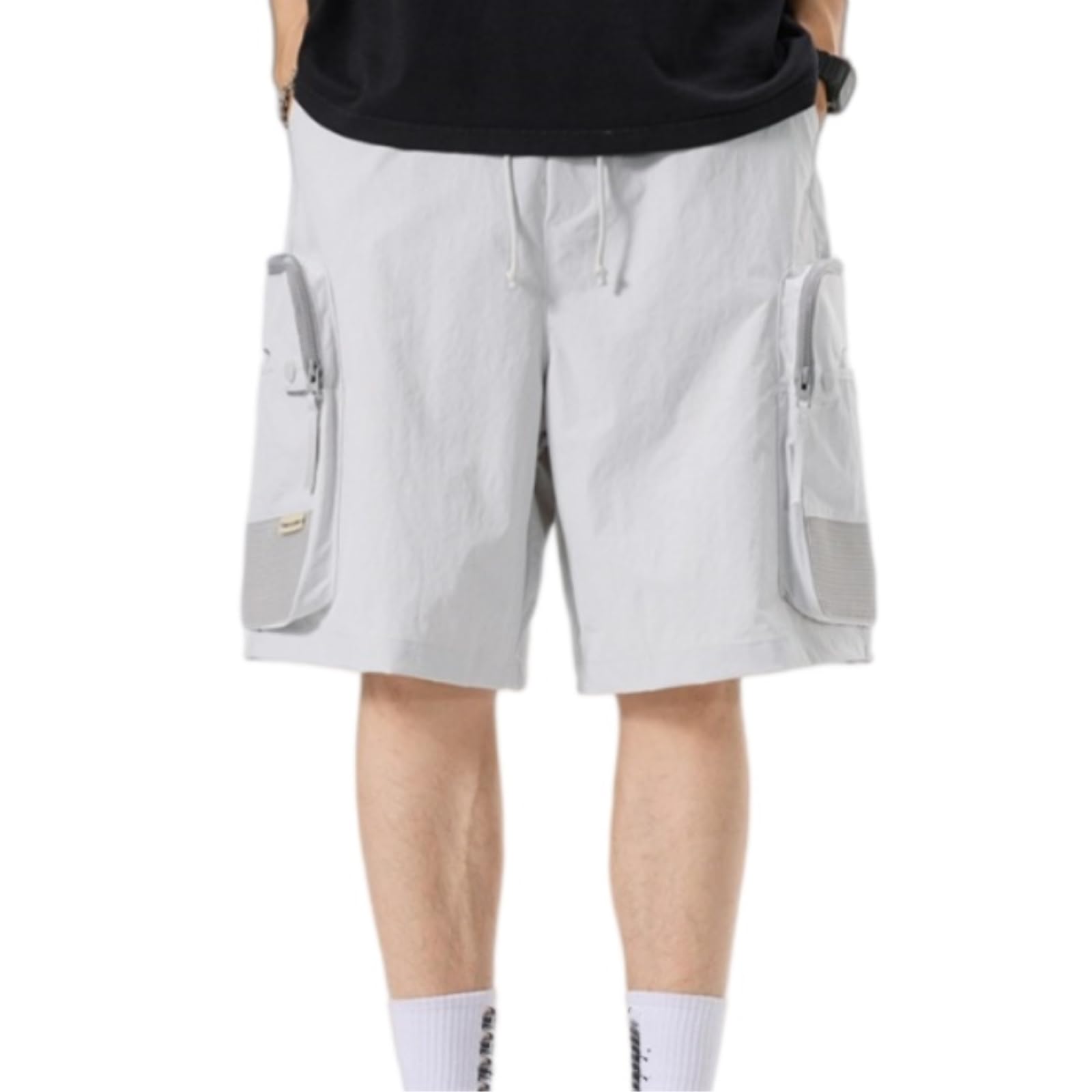 Pantaloncini Palestra Uomo Pantaloncini dal Taglio Dritto E Rilassato con Tasche Cargo E Coulisse in Vita, Perfetti per Viaggi E Weekend