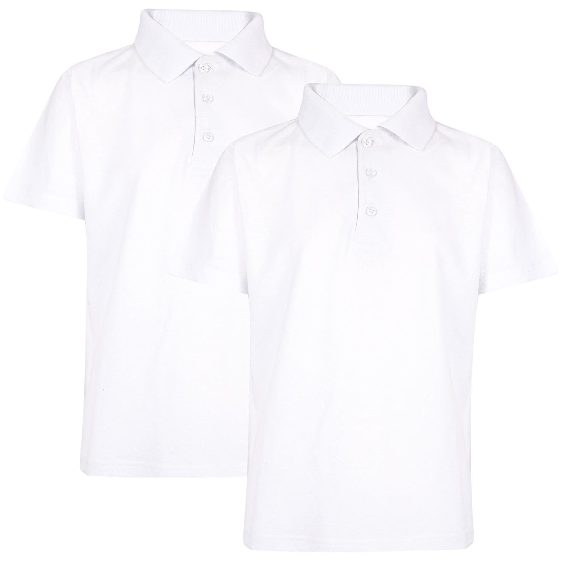 A2z 4 Kids Boys White 2 Pack Cotton T-Shirt Plain - Pl Polo T Shirt 15-16