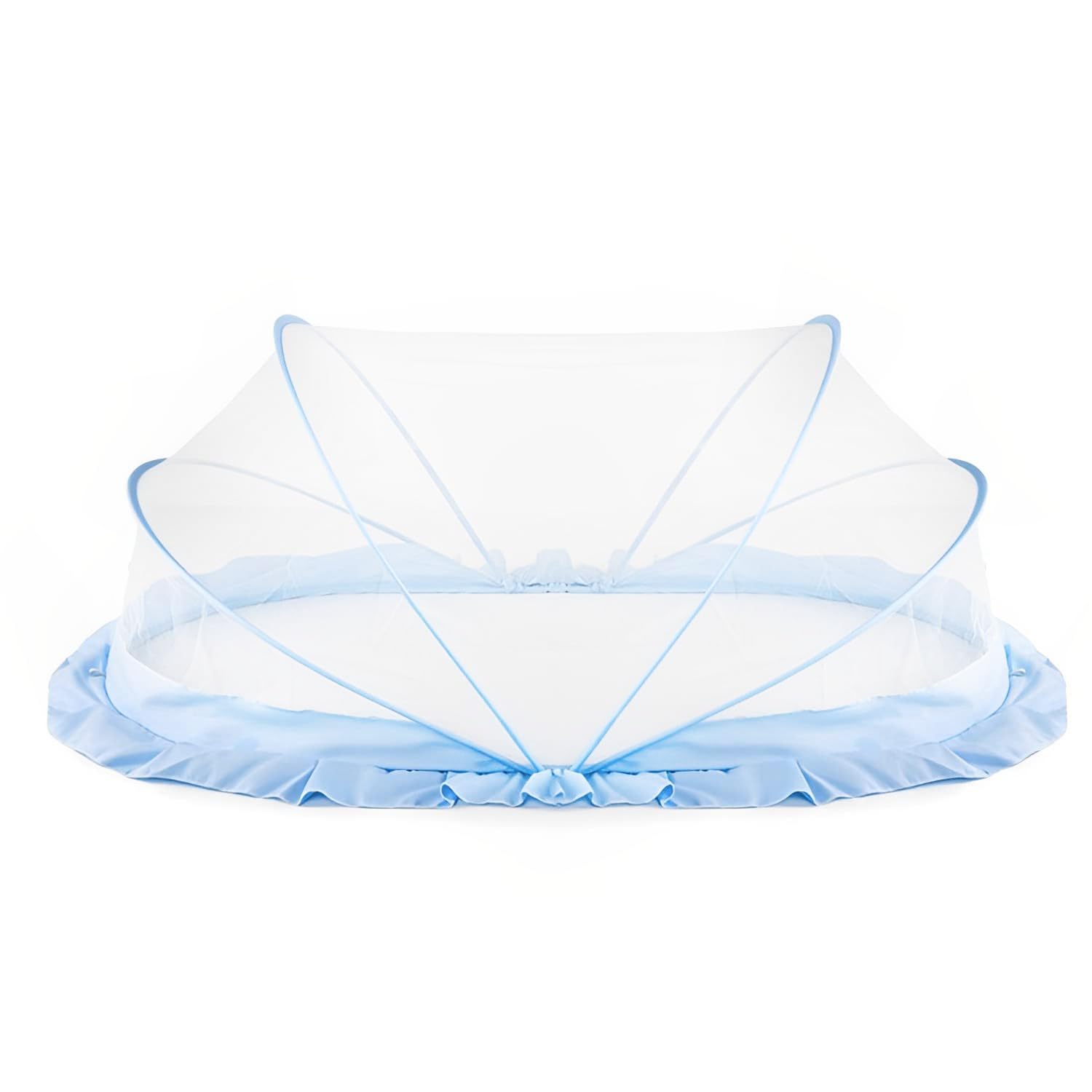 LifeKrafts Foldable Baby Mosquito Net, Bottomless Net for Infants, for Safe & Easy Use | Ensures Your Baby's Safe Sleep 135 x 65 x 65cms, for Babies & Toddlers (0 to 24 Months) - Blue