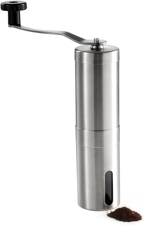 Zanmini Manual Coffee Grinder,Handy Coffee Maker,Hand Crank Mill with Adjustable Burr Grinder Design ,Conical Ceramic Burr,Aeropress Compatible,Stainless Steel Great for Home, Travel & Camping Best Gift for Family and friends